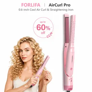 FORLIFA-AirCurl Pro: 0.6-inch Cool Air Curl & Straightening Iron, 5 Temperature Settings & 30-Minute Auto Shut-Off Adjustable Curling Wand, Curler,Summervibes