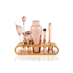 13-Piece Cocktail Shaker Set in Rose Gold | Premium Bartender Kit for Home Bars