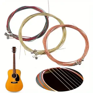 3 Sets of Guitar Strings, 6 Steel Strings Per Set, Suitable for 6-String Acoustic Guitars, Total 18 Strings, Colored Acoustic Guitar Strings