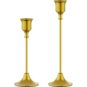 Brass Candlestick Holders Set of 3, Elegant Metal Candlestick Holders for Vintage Taper Candle Holders, Perfect for Table Centerpieces, Fireplace, Home Decor, Weddings and Party Decorations