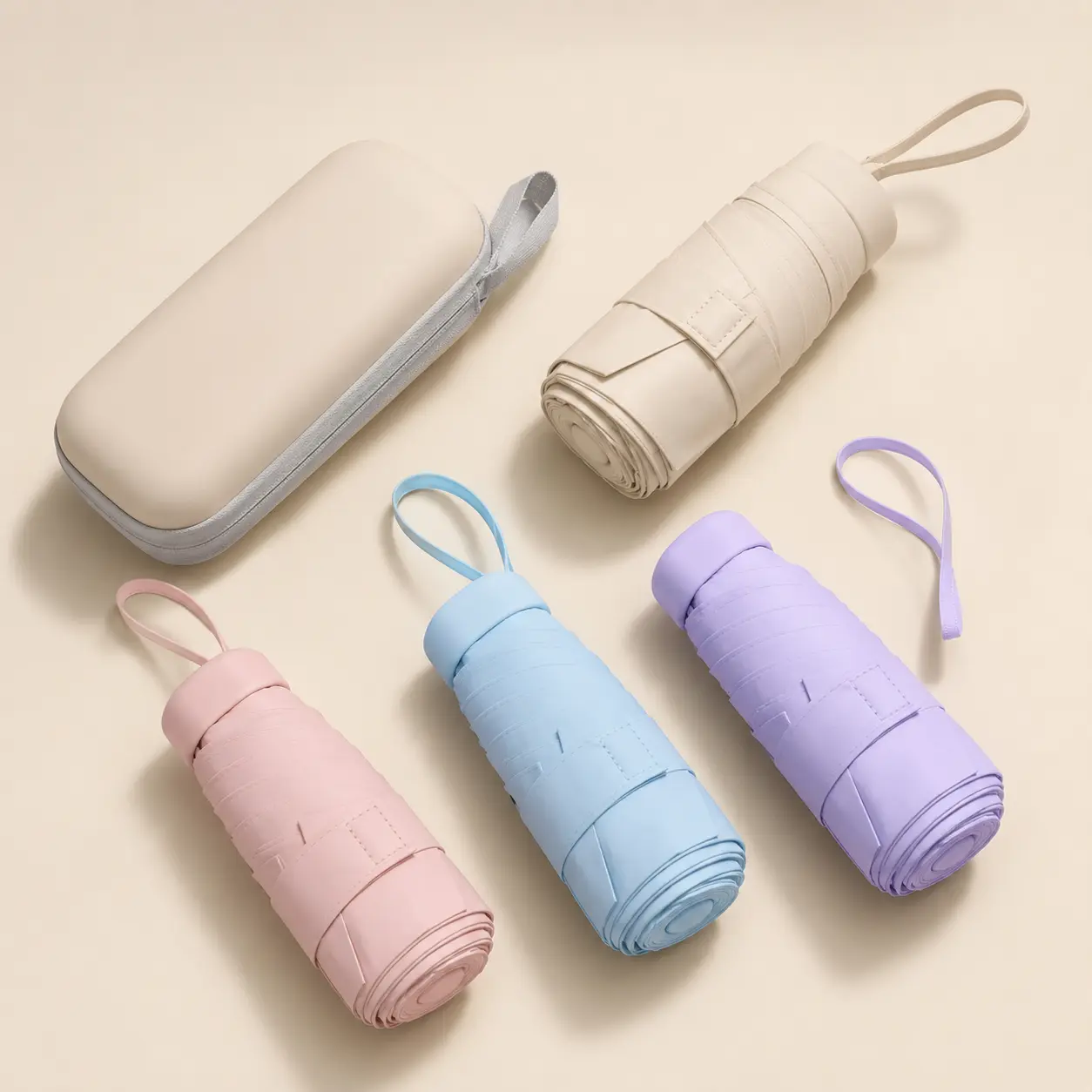 Mini Pocket Umbrella, Compact Capsule Travel Umbrella with UV Protection, Lightweight Folding Umbrella for Sun & Rain, Portable Purse Umbrella for Travel, Commute and Daily Use
