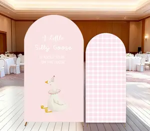 15-day Delivery Silly Goose Baby Shower Arch Cover Backdrop Pink Plaid Party Girl