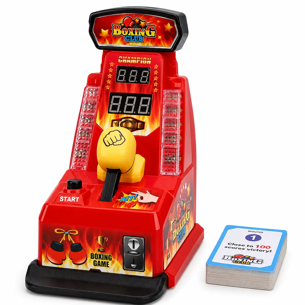 Interactive Desktop Finger Boxing Machine, Electronic Punching Arcade Game with LED Lights, Sound Effects & Score Display, Tabletop Reflex Game for Kids, Teens & Family Party Fun