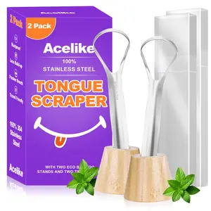 Tongue Scraper (2 Pack) with Send a beautiful gift box, 420 Medical-grade Stainless Steel Tongue Cleaner for Oral Care, Tongue Brush Food Debris Cleaner Whitening Teeth Ultrasonic Dental