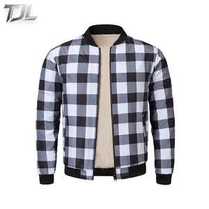 TJL Men's Cozy Fleece-Lined Checkered Bomber Jacket - Bold Plaid Pattern with Phone Pocket & Ribbed Cuffs Coats Menswear shirt Stylish Tops