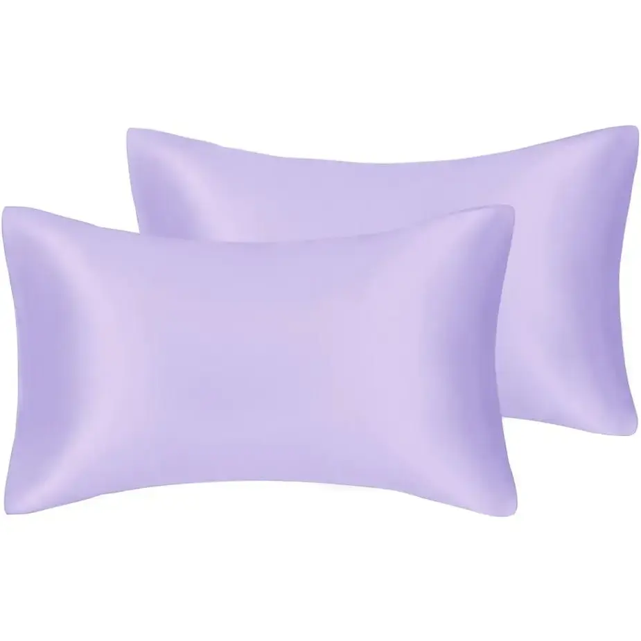 Bedding,Luxury Satin Pillowca with Zipper (Silky Satin Pillow Ca for Hair) t of 2 (Lavender, Standard(20''x26''))
