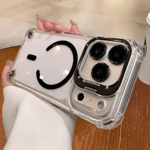 【 iPhone17 Pro max case 】Airbag lens bracket magnetic Phone case iphone17 Pro Max 16 15 Air for iPhone case soft shell TPU+PC Anti fall silicone