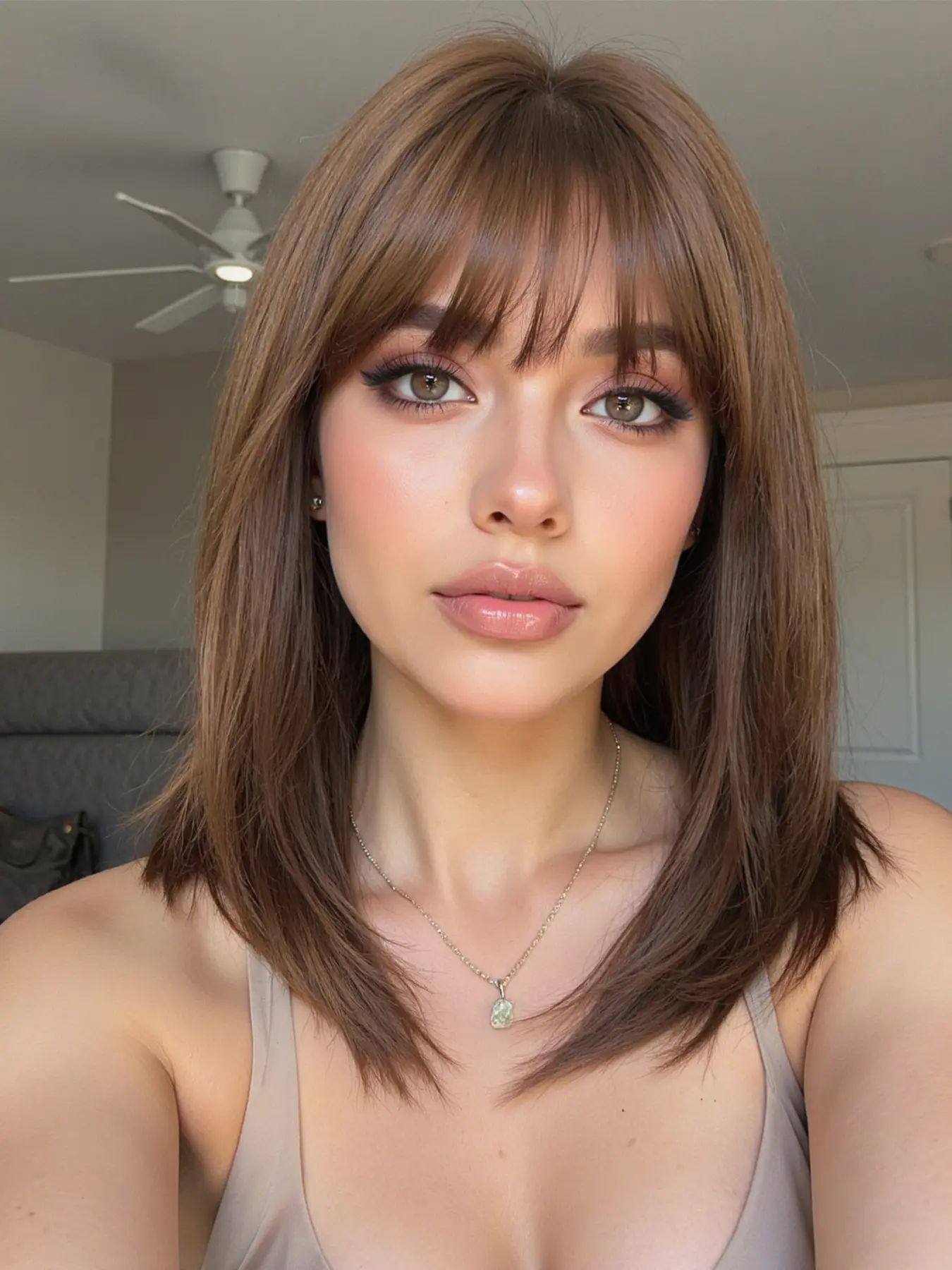 16 Inch Elegant Women's Short Straight Wig with Bangs, Synthetic Hair for Business Commute, All Seasons Wear, Suitable for Any Age Layer, Synthetic Machine Wigs, Synthetic Fiber Wig