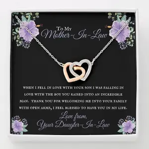 Personalized Interlocking Heart Pendant Necklace with Cubic Zirconia, Mother in Law, Mother-In-Law, Mother in Law gifts, from Daughter in Law Gifts