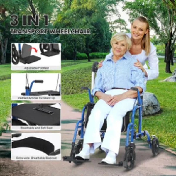 Garvee All-Terrain Rolling Walker with Seat – Foldable Lightweight Aluminum Walker for Seniors