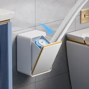 Disposable Toilet Brush Wand Set, 6 Refills Included, No-Touch Hygienic Cleaning System for Deep-Cleaning Toilet Rims & Corners, Compact Holder for Mess-Free Bathroom Care