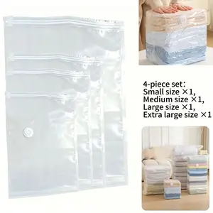 4-Piece Clothing Compression Bags, Travel Storage Compressors for Clothes and Blankets, Organize Luggage, Compact Packing Solutions