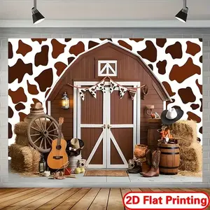 Western Cowboy Theme 2D Background, Reusable Polyester Fiber Photography Backdrop, Country Decor, Party Decoration, Photo Booth Prop