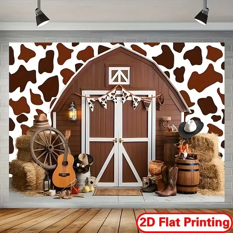 Western Cowboy Theme 2D Background, Reusable Polyester Fiber Photography Backdrop, Country Decor, Party Decoration, Photo Booth Prop