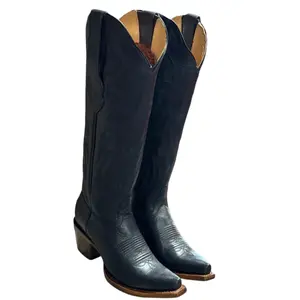 Los Altos Women's Black Leather Snip Toe Tall Fashion Boot
