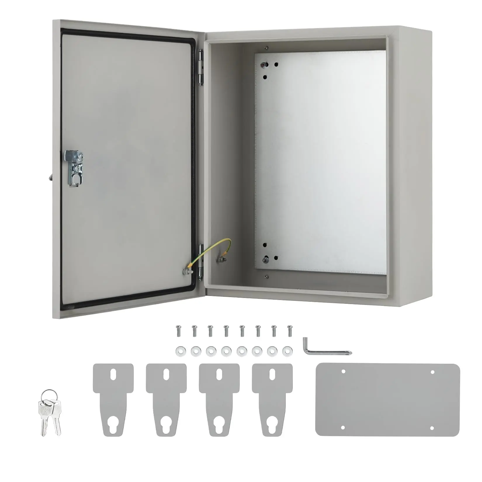 Garvee Electrical Junction Box, 20 x16 x 10", Lockable Steel Electric Meter Box with Mounting Plate, NEMA 4X Enclosure, IP66 Waterproof Dustproof, for Indoor & Outdoor Switch Router DIY