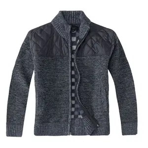 Gioberti Boy's Knitted Full Zip Cardigan Sweater With Soft Brushed Flannel Lining, Melange Blue, Size 10