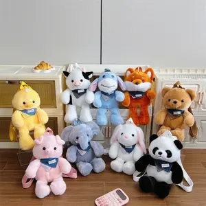 Cute Plush Animal Backpack Pillow 2-in-1 Soft Stuffed Toy Bag Kawaii Cartoon young person Gift