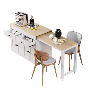 74.5 Inch Modern Kitchen Island with Extendable Dining Table Rolling on Wheels 4 Door Cabinet 2 Drawers for Kitchen Dining Room