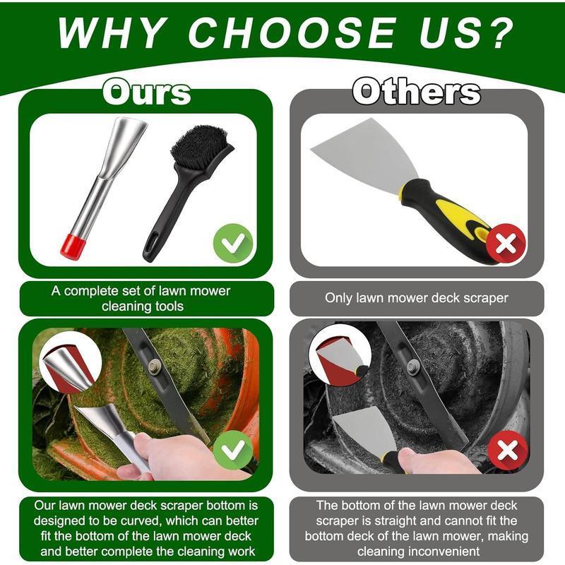 Lawn Mower Deck Scraper Cleaner Brush Kit,Lawn Mower Accessories,Lawnmower Cleaning Tools,2 Pcs Carbon Steel Zinc Plated Linch Pins Pin with Ring Kit Grade Waterproof Boat Trailer Carpet