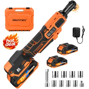 74Ft-lbs (100N.m) Cordless Ratchet Wrench, 3/8'' Brushless Electric Ratchet with 21V 2.0Ah Battery, 0-400RPM Chargeable Power Ratchet Tool Kit with Variable Speed Trigger