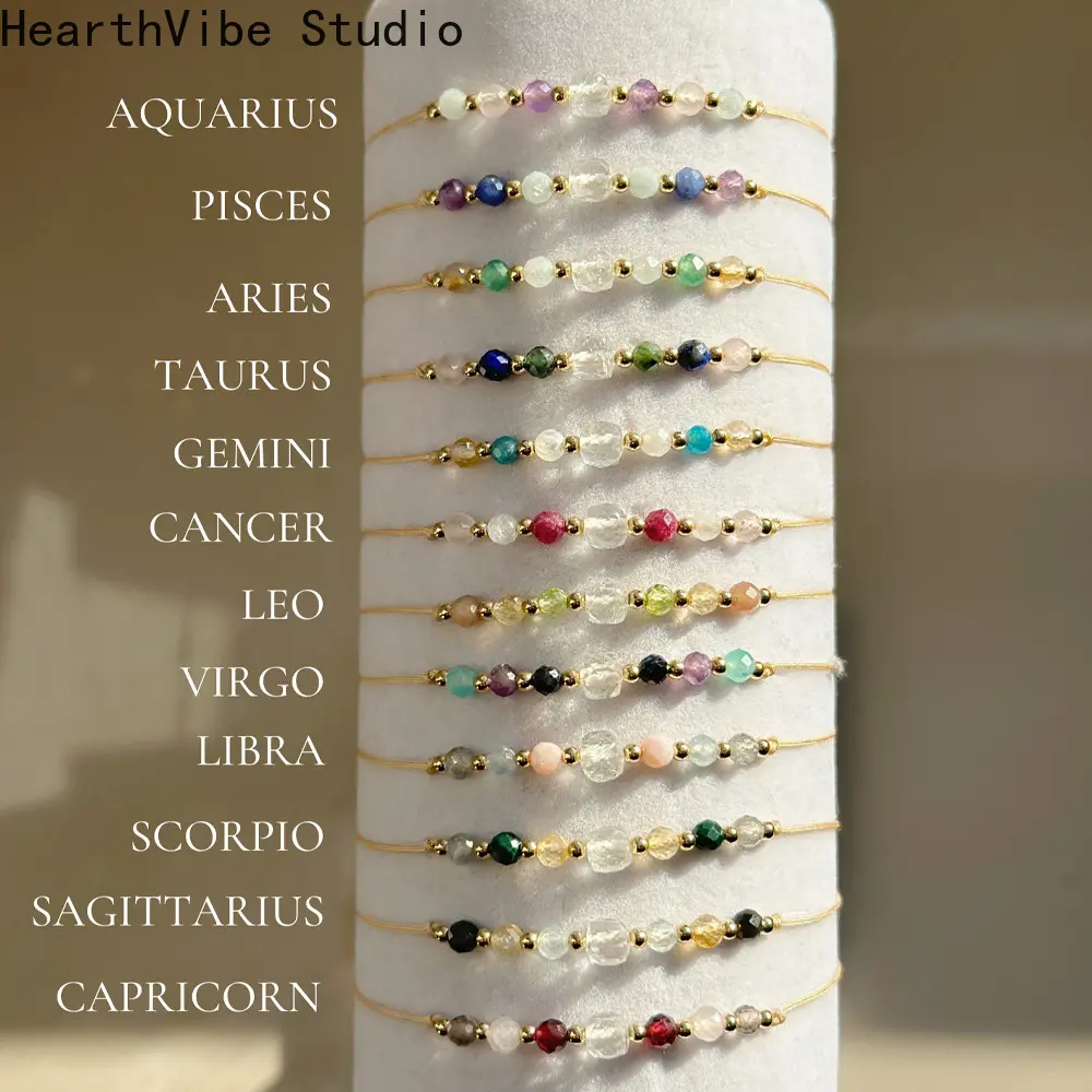 12 Zodiac Natural Stone Adjustable Sporty Wristband - Handmade Gemstone Bracelet, Unisex Couple Gift for Sports & Outdoor Activities, Sporty Sports Wristbands