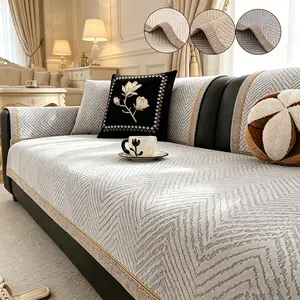 1pc Minimalist Light Luxury Herringbone Sofa Mat, Non-slip, Splash & Scratch Resistant, Skin-friendly, Machine Washable, Universal for Straight / L-shaped / Chaise Sofas, All-season Indoor & Outdoor Use
