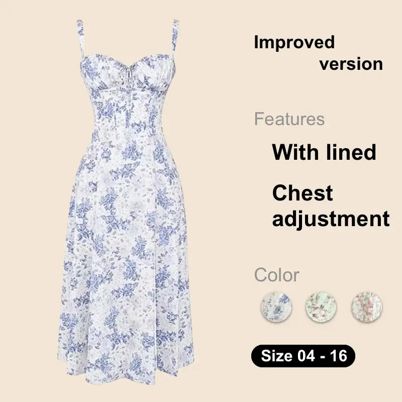 Women Floral Corset Dress, Boho Summer Spaghetti Straps Square Neck Casual  Midi Dress Flowy Slit Bustier Dresses Milkmaid Dress Womenswear Underwear -  TikTok Shop