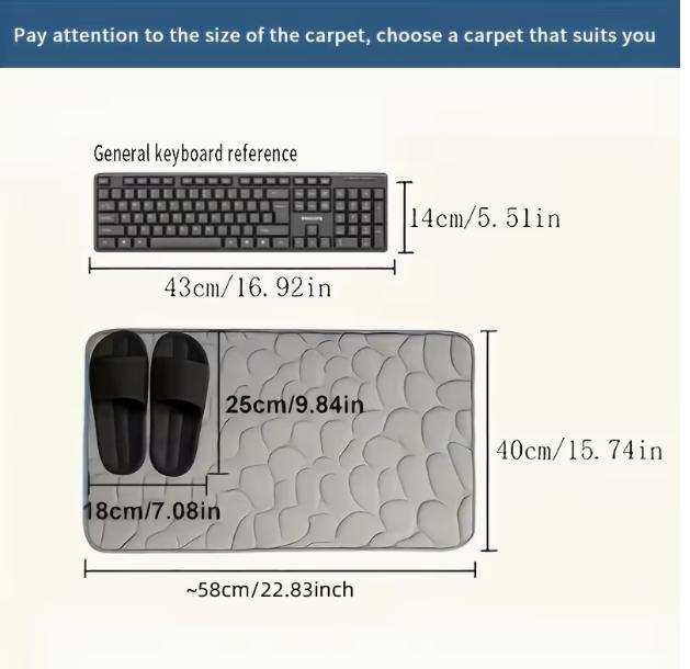 1pc Quick-Dry Memory Foam Bath Mat with Non-Slip Backing - Soft Shower Carpet Suitable for Bath Tub, Shower,