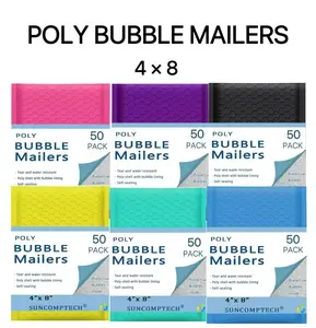 4x8 Inches Poly Bubble Mailers, Self Seal & Water Resistant Padded Shipping Bags, Waterproof Mailing Envelopes (50 Pieces)