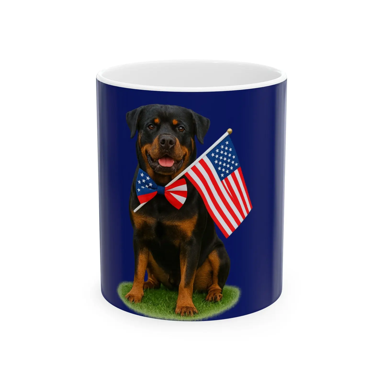Patriotic Rottweiler Mug – Born to Be Free Dog Lover Gift