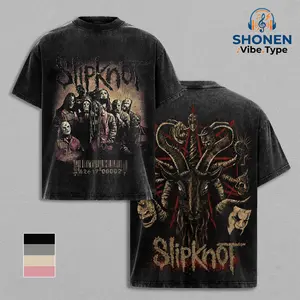 Slipknot Goat Pentagram Bootleg Vintage Acid Wash Graphic Tee, Streetwear for Men, Oversized Heavy Cotton T-Shirt, Nu Metal Band Merch, 90s Heavy Metal Aesthetic, Gift For Fan