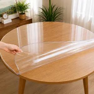 Waterproof Oilproof Easy Clean Round Clear Durable Table Mat For Office Heavy Duty Spill Proof Circular Table Protector Cover for Dining Table Coffee Table End Table Wood Surface Protection Scratch Resistant Cut to Fit BPA Free Transparent Vinyl Pad