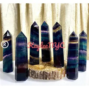 Wholesale Lot 2 Lbs Dark Rainbow Fluorite Obelisk Point Crystal Natural Energy Tower