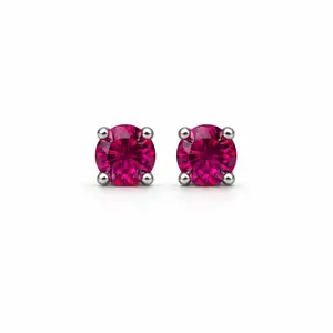 Sterling Silver Red Rhodolite Stone Stud Earrings