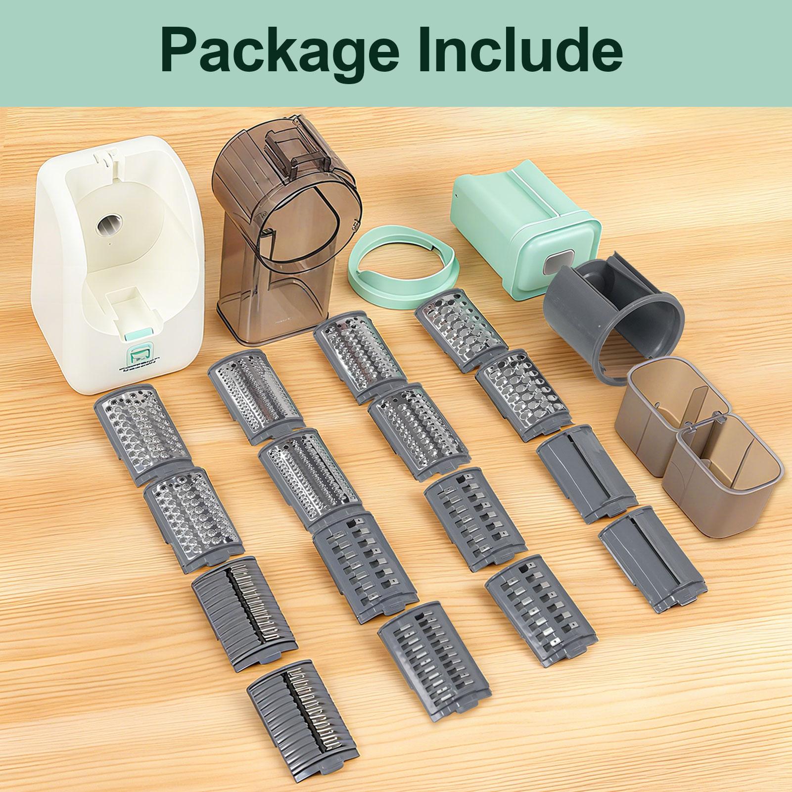 ZQOZQO Electric Rotary Cheese Grater – 8 Blades for Versatile Slicing & Shredding, Kitchen Utensils for Quick Food Prep