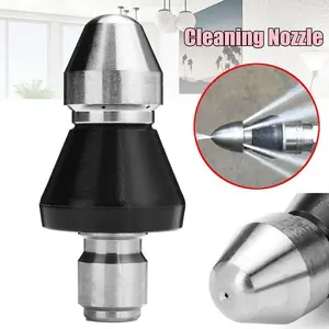 Sewer Jetter Nozzle 5000 PSI High Pressure Drain Jetter Hose Nozzle Stainless Steel Drain Cleaner Nozzle Quick Release Sewer Cleaning Tool 1/4inch Quick Connector For Hose