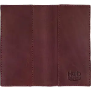 Hide & Drink, Checkbook Cover, Minimalist Organizer for Personal or Business Finances, Bill Holder, Full Grain Leather, Handmade, Sangria