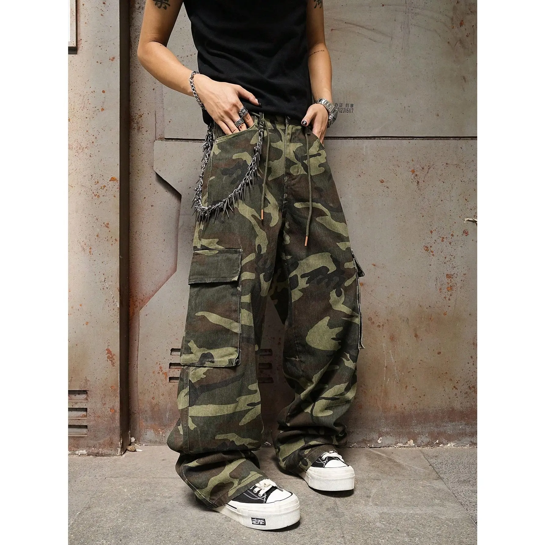 Casual Camo Print Cargo Denim Jeans Cargo Wide Leg Pants Men Baggy Camo Wide Leg Pants Baggy Going Out Street Vacation