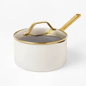 3qt Nonstick Ceramic Coated Aluminum Sauce Pan with Champagne Handle Cream - Figmint 3qt Nonstick Ceramic Coated Aluminum Sauce Pan with Champagne Handle Cream - Figmint