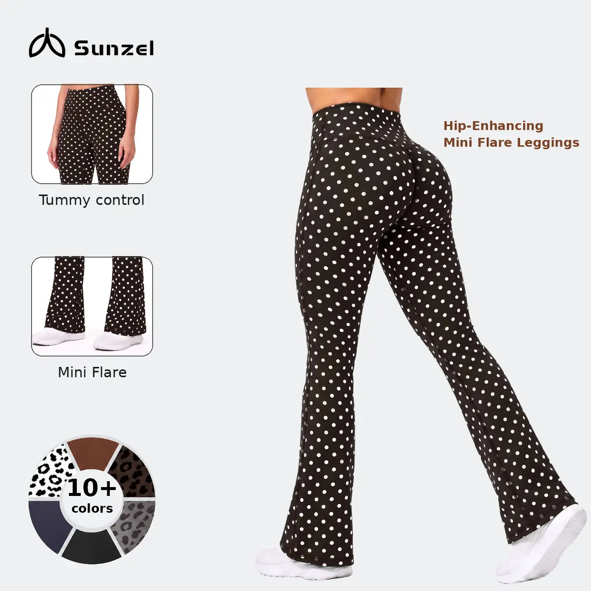 Sunzel Women's High Waist Stretchy No Front Seam Flared Leggings - Invisible Butt Scrunch, Tummy Control Athleisure Bottoms for Gym Yoga, Women's Gym Wear, Butt Lifting Leggings,summerwins,travel essentials,camping essentials