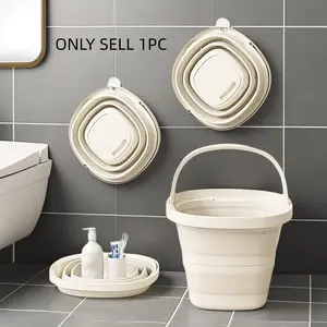 Foldable Bucket, 1 Count Portable Large Capacity Water Bucket with Handle, Multifunctional Storage Bucket for Home Bathroom Outdoor Fishing, Home Goods, Home Supplies, Basin Container, Folding Bucket