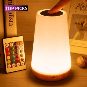 Auxmir LED Night Light Bedside Lamp Touch and Remote Control Dimmable Tabletop 13 RGB Colors Changing 5 Brightness Adjustable Rechargeable Portable Lamp for Baby Kids Nursery Bedroom Bathroom Camping