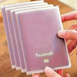 2/4 durable passport holder with multiple card slots, scratch-proof certificate protective cover-transparent