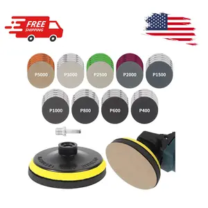 45PCS 5 Inch Wet Dry Sanding Discs Kit with Hook and Loop Backing Pad 5/8-11 and Foam