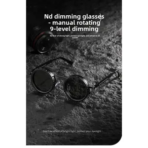 Nine-speed adjustable dimming sunglasses stepless rotating filter retro personalized polarized sunglasses wind outdoor fishing cycling glasses Flexible Polarized Sports Sunglasses