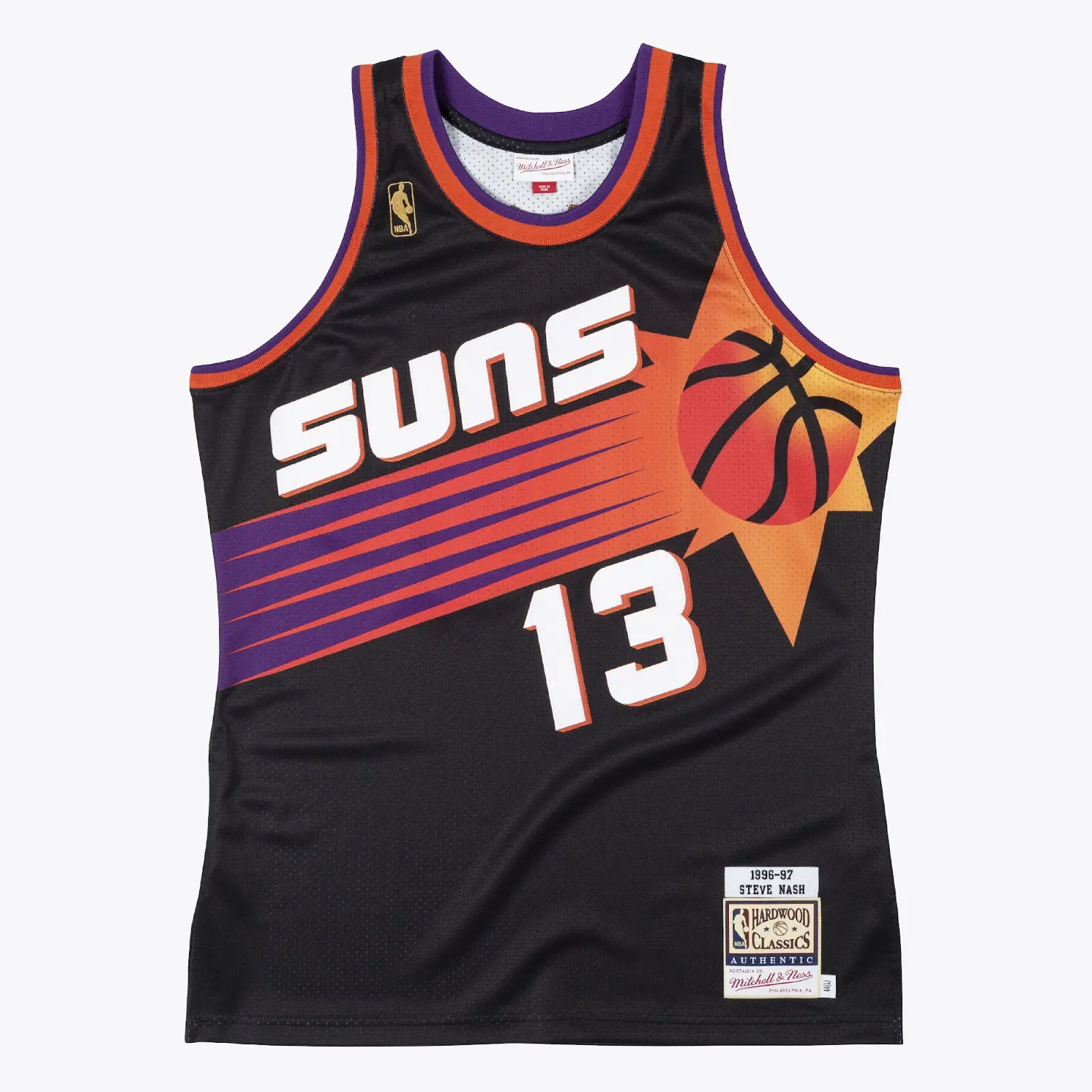 Steve Nash Phoenix Suns 1996-97 Black Authentic Jersey - Mitchell & Ness NBA Throwback, 90s Retro Basketball Jersey
