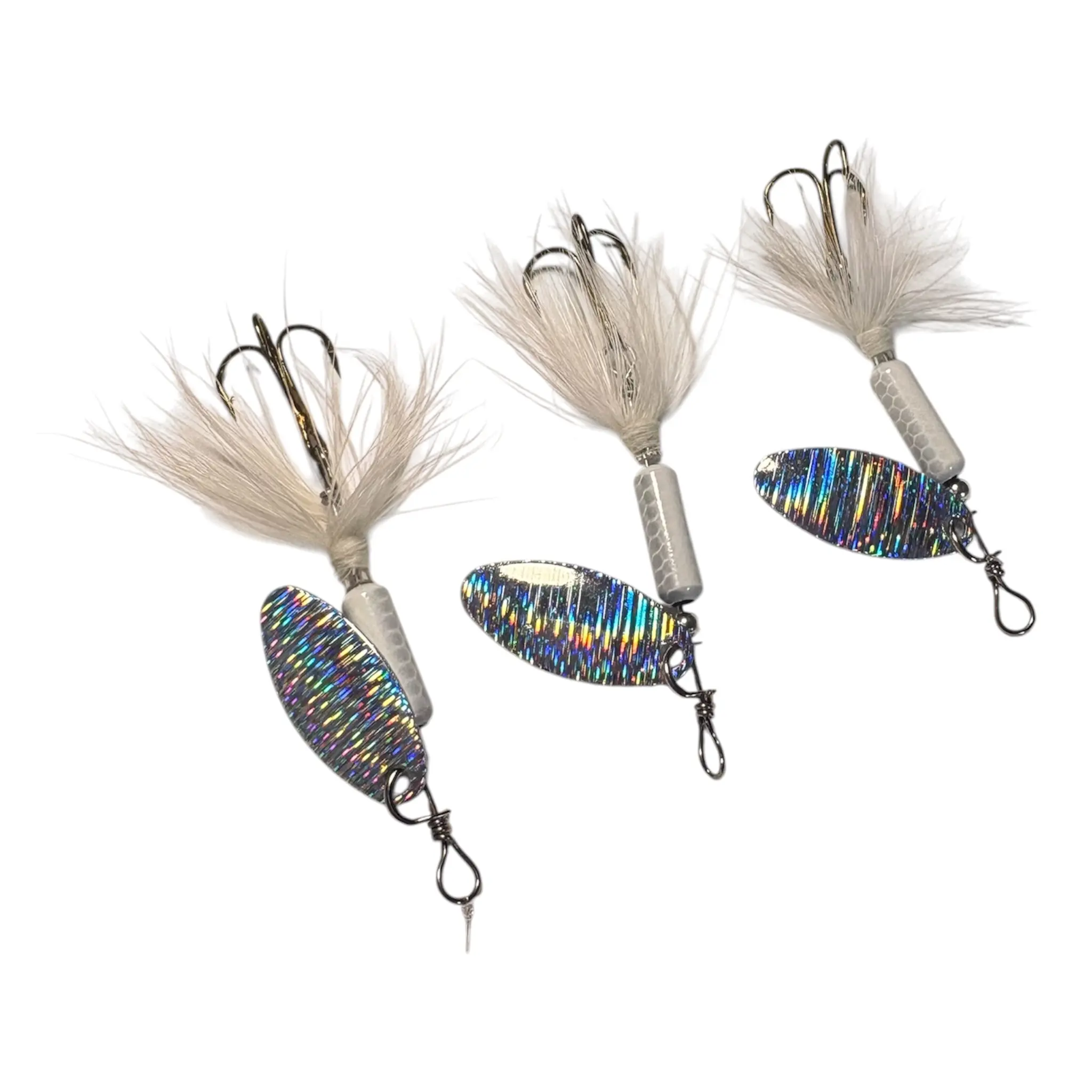 IronHook Flash Feather Spinner Lures – 3-Pack