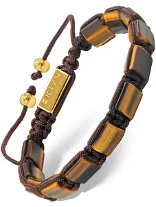 RTZN Men's Tiger’s Eye Beaded Bracelet - Havana