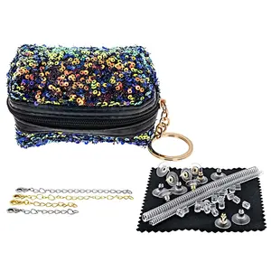 JTV Jewelry Essentials Kit in Black Sequin Zippered Pouch